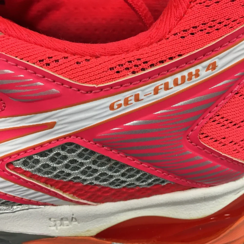 ASICS Gel-Flux 4 Womens Running Shoes Pink‎ Silver Orange T764N Size 9.5